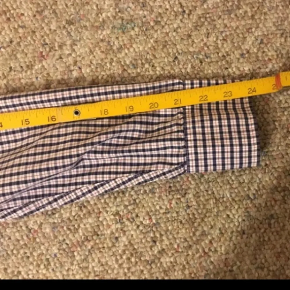 Men’s J.Crew Tailored 100% Cotton Plaid Dress Shirt, Sz S; Navy/White/Red